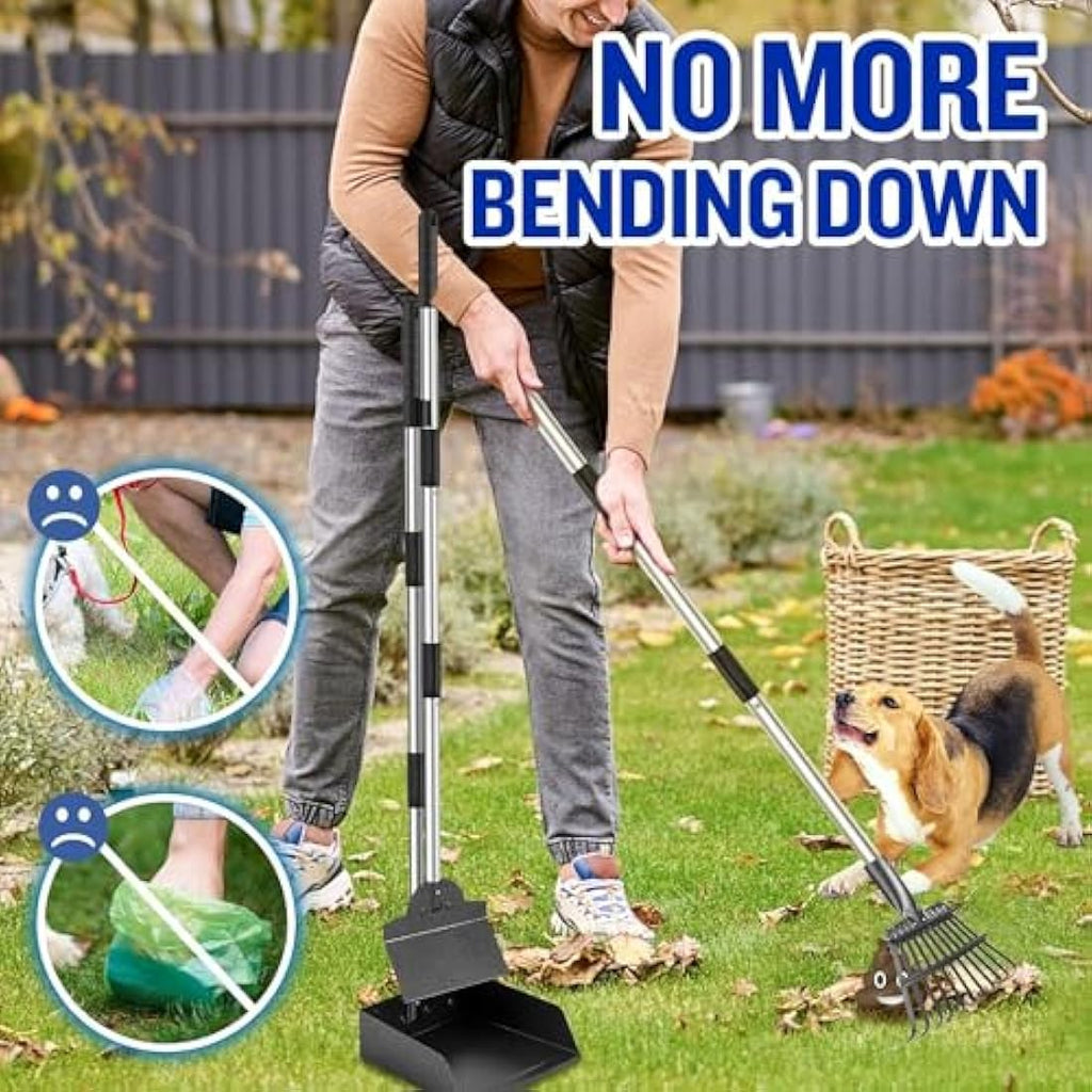 Metal Dog Poop Scooper Set – Long Handle Stainless Steel 3-Pack