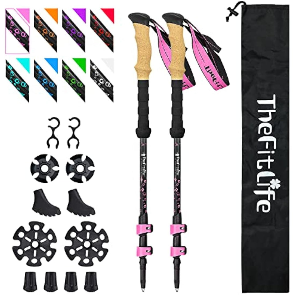 TheFitLife Carbon Fiber Trekking Poles | Ultralight Collapsible Hiking Sticks