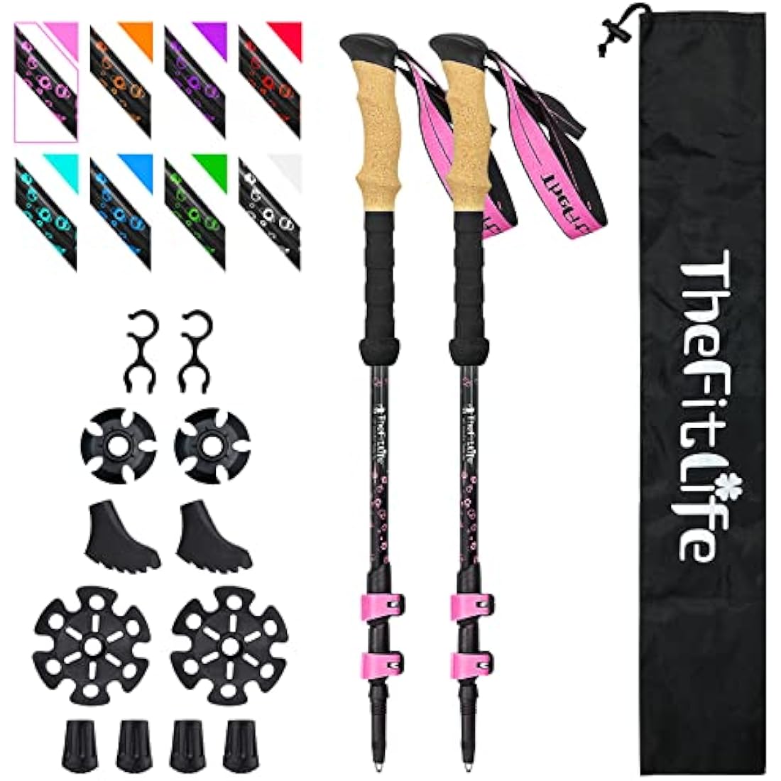 TheFitLife Carbon Fiber Trekking Poles | Ultralight Collapsible Hiking Sticks