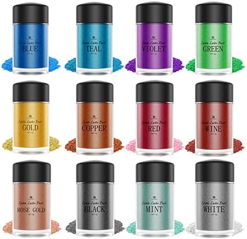 Edible Luster Dust Set | 12 Metallic Shimmer Colors for Cakes