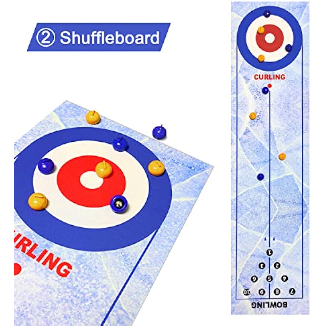Jolof Store 3-in-1 Tabletop Game – Portable Curling, Bowling & Shuffleboard