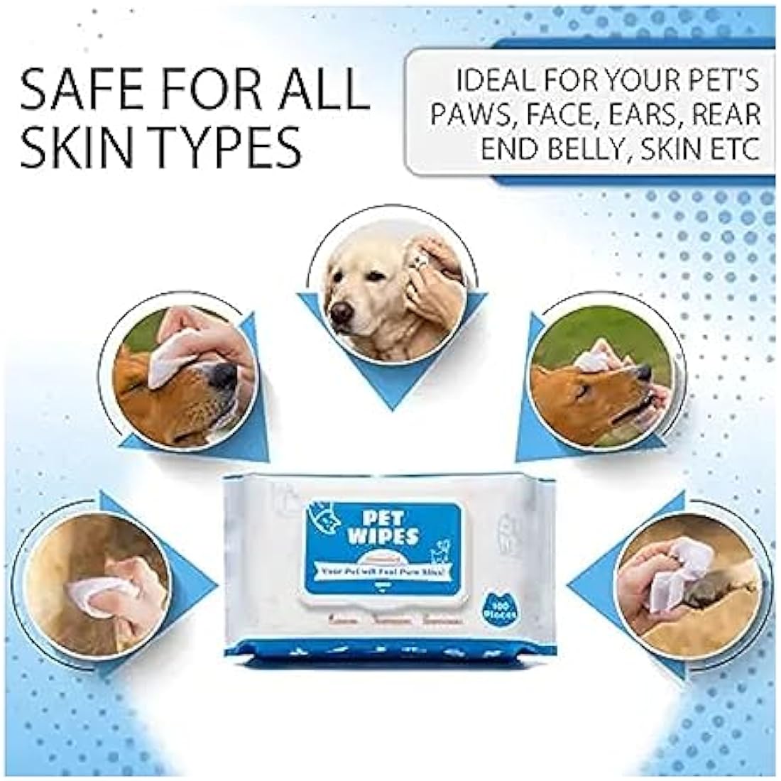 All-Purpose Pet Wipes for Dogs & Cats - Alcohol-Free (180ct)