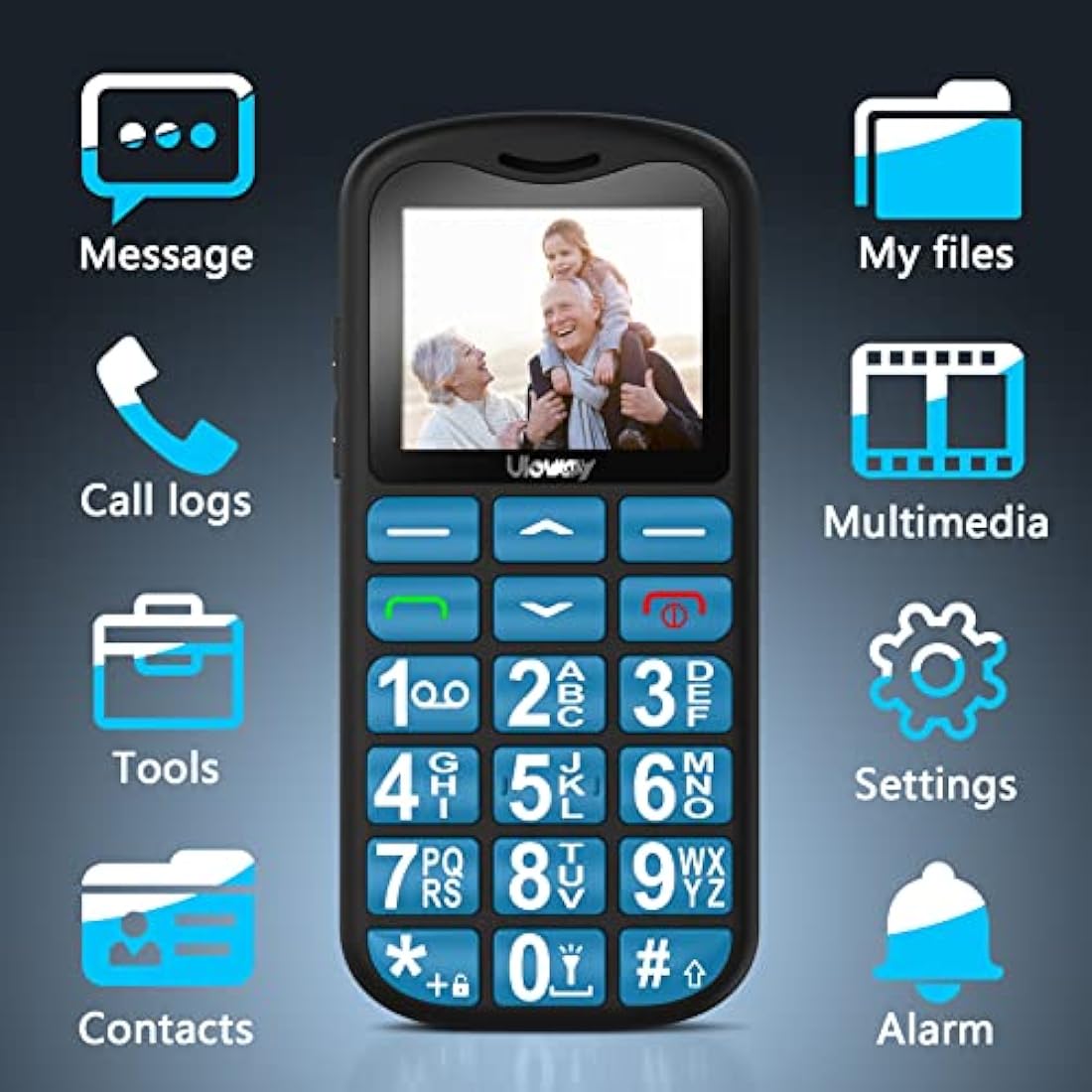 Uleway Senior Mobile Phone – Big Button Unlocked Dual SIM with SOS | Blue