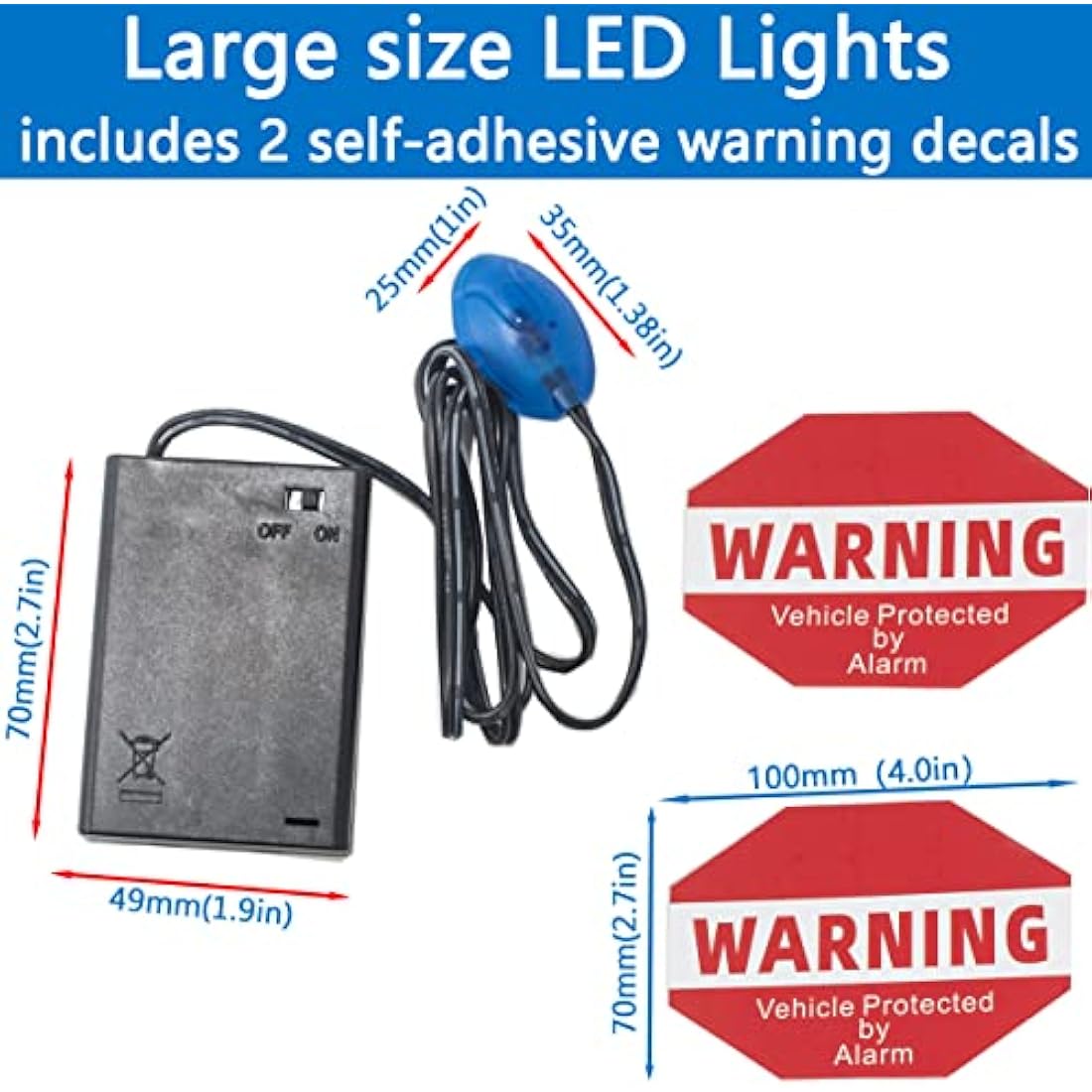 Dummy Car Alarm – Red LED Anti-Theft Light with Sensor, 2PK