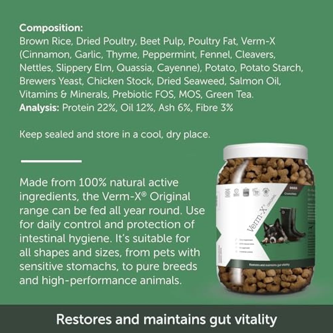 Verm-X Natural Dog Treats | Herbal Intestinal Hygiene & Gut Supplement