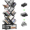 9-Tier Tree Bookshelf – Folding Metal Space Saving Rack