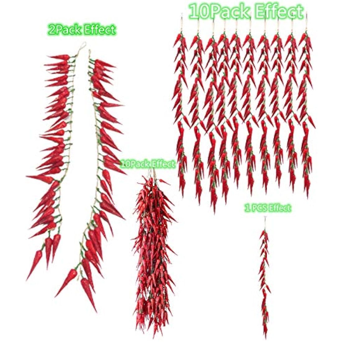 Artificial Red Chili Garland – 24 Inch Fake Pepper Wreath 2pcs