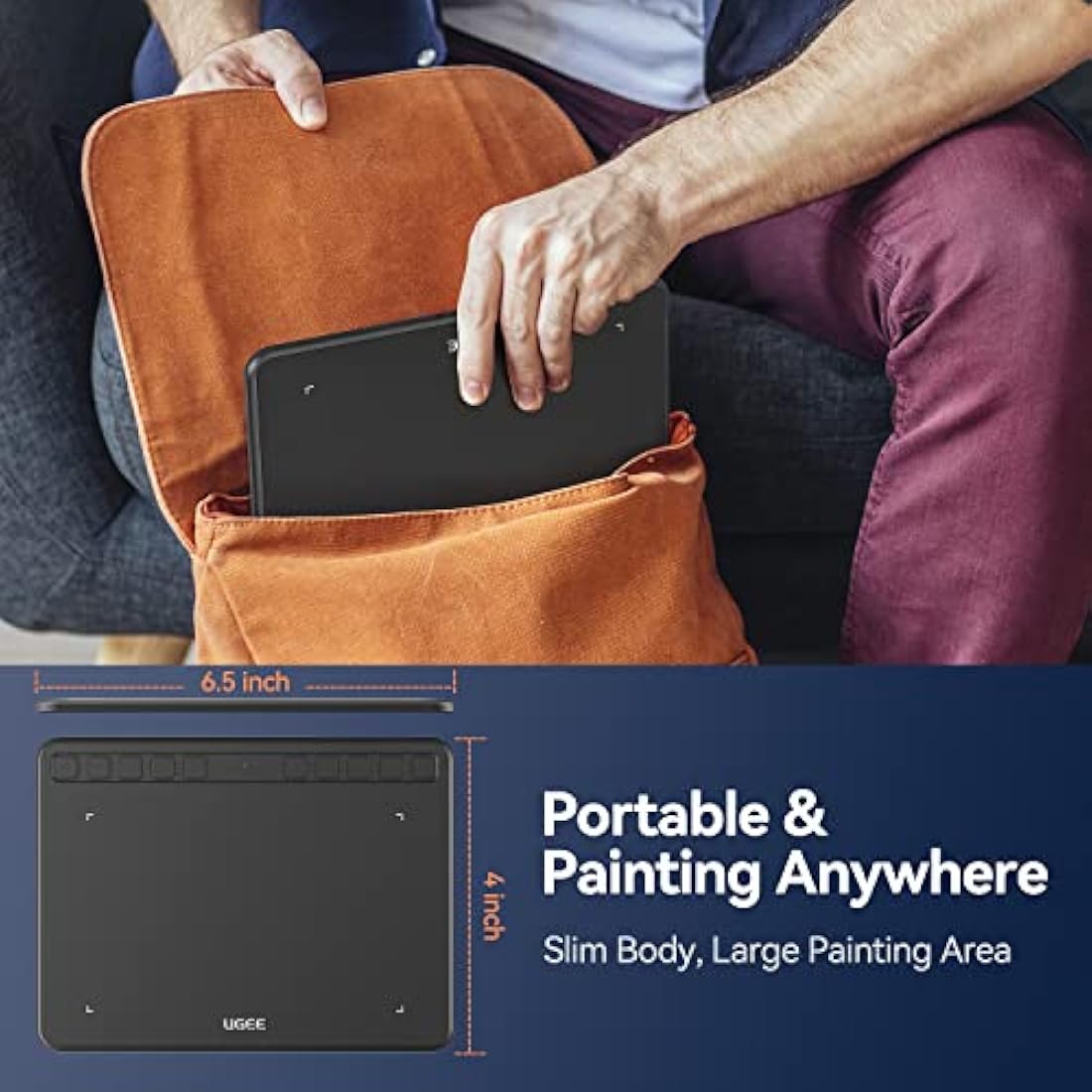 UGEE S640 Drawing Tablet | Portable Graphics Pad with 10 Shortcut Keys