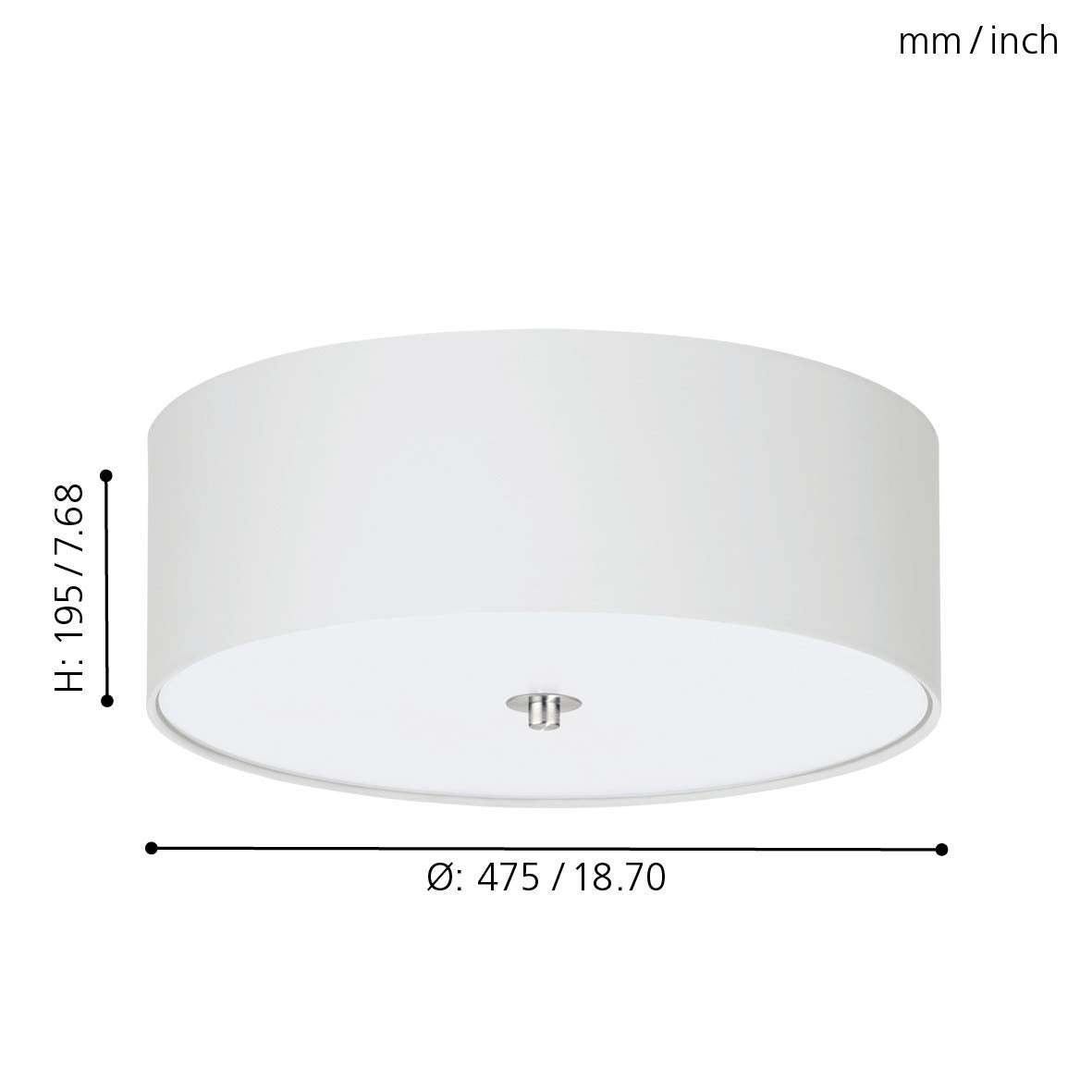 EGLO Pasteri 3-Bulb Flush Mount Ceiling Light | White Fabric & Steel