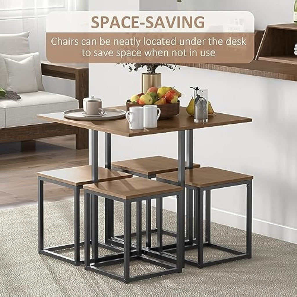 Jolof Store Industrial 5-Piece Dining Set – Space Saving Metal Table