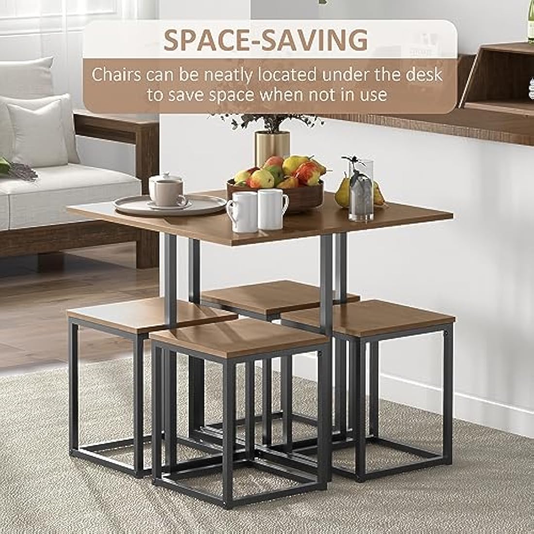 Jolof Store Industrial 5-Piece Dining Set – Space Saving Metal Table