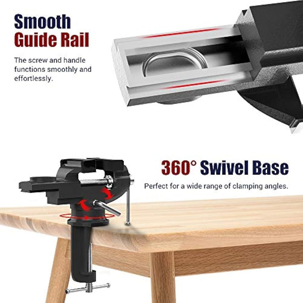 Nuovoware 70mm Table Vise | 360° Swivel Cast Iron Bench Clamp