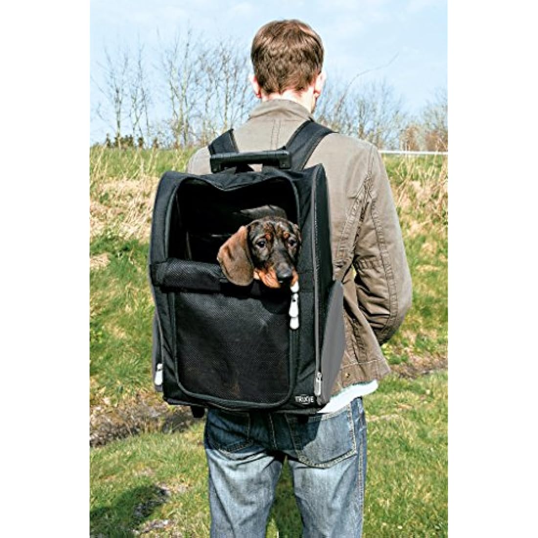Trixie Nylon Pet Travel Trolley – Black/Grey Dog & Cat Carrier Bag