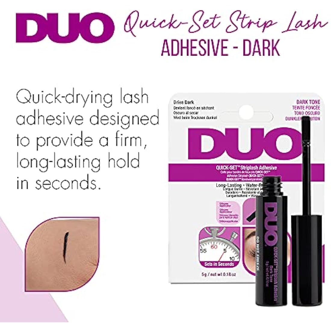 Duo Quick Set Dark Lash Glue – Latex Free Striplash Adhesive, 5g