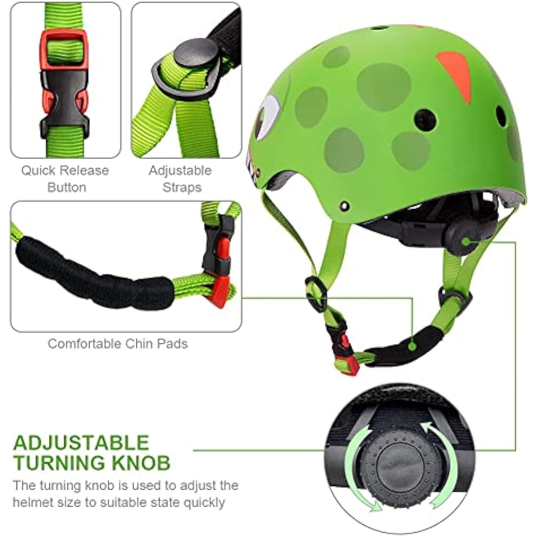 Jolof Store Kids Dinosaur Helmet Set | 7-Piece Multi-Sport Safety Gear