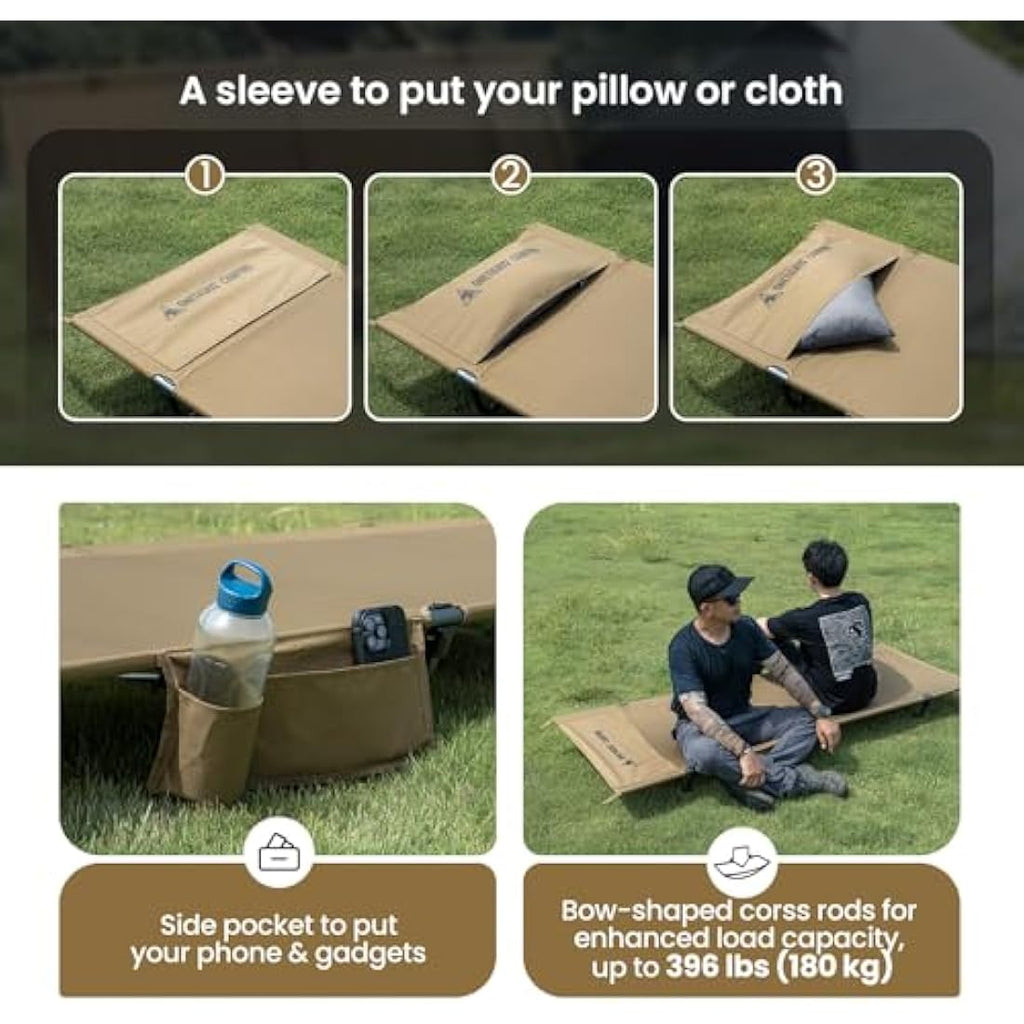 OneTigris SUPRAGRIS Camping Cot | Lightweight 400lbs Folding Bed