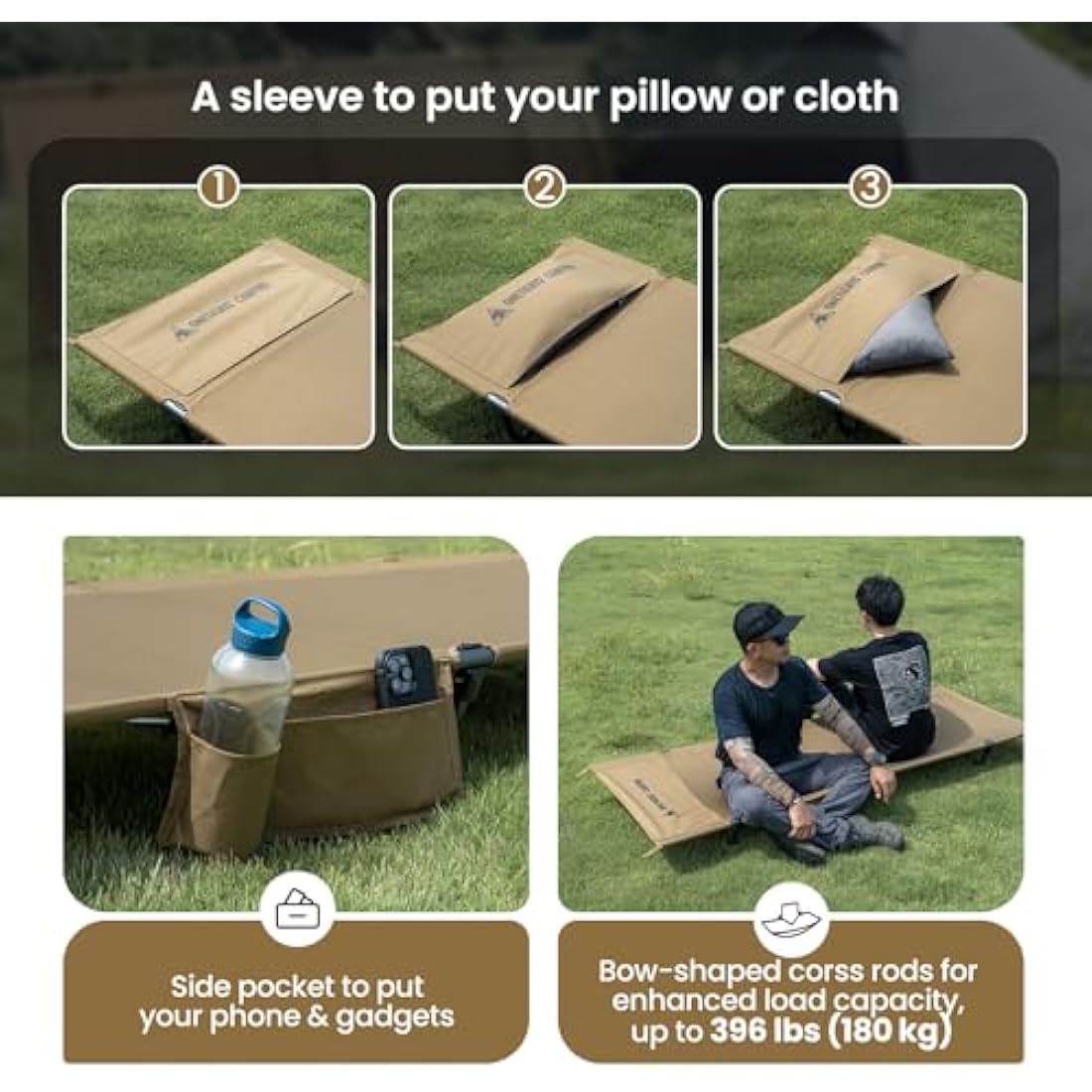 OneTigris SUPRAGRIS Camping Cot | Lightweight 400lbs Folding Bed