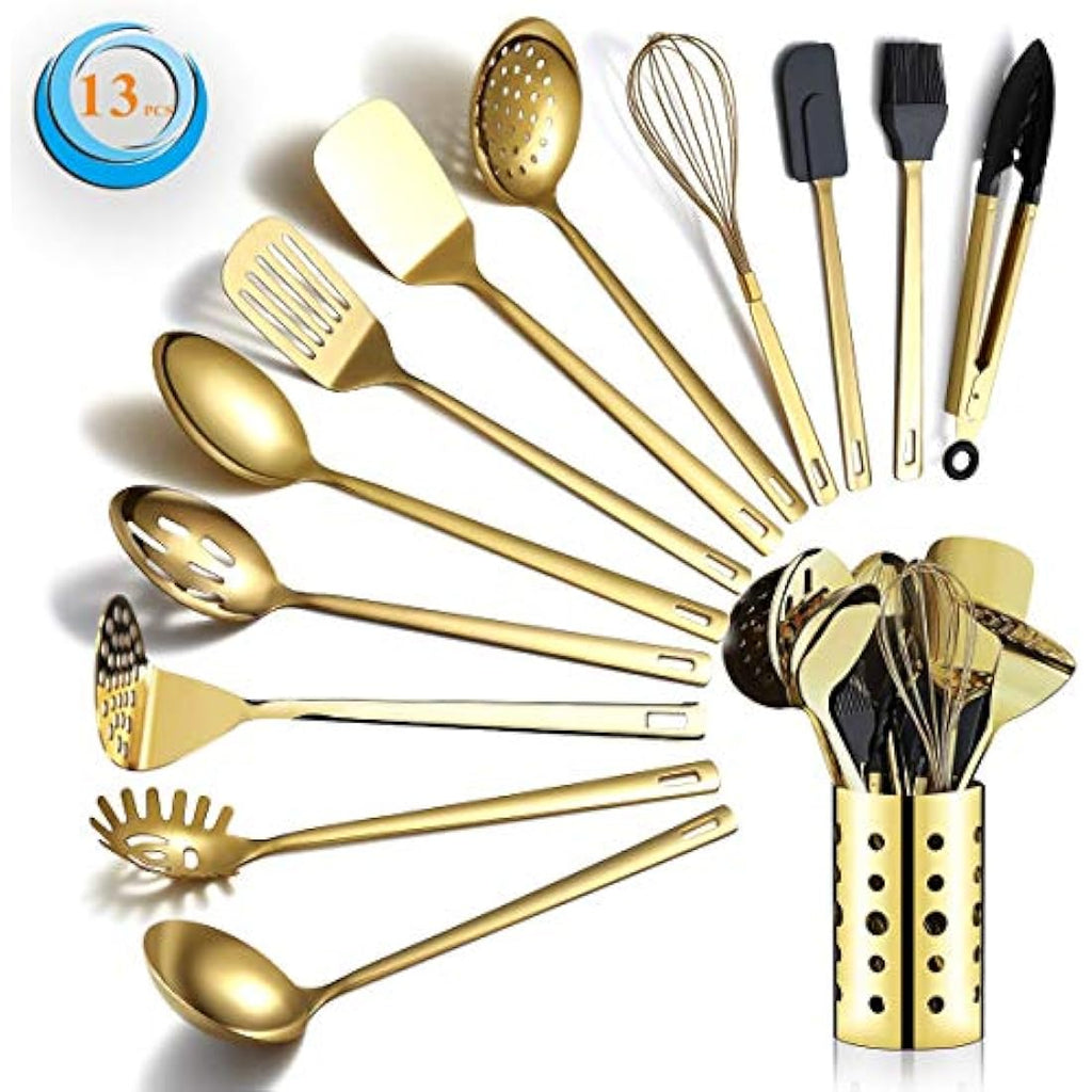Berglander Gold Kitchen Utensils Set | 13-Piece Stainless Steel Cookware