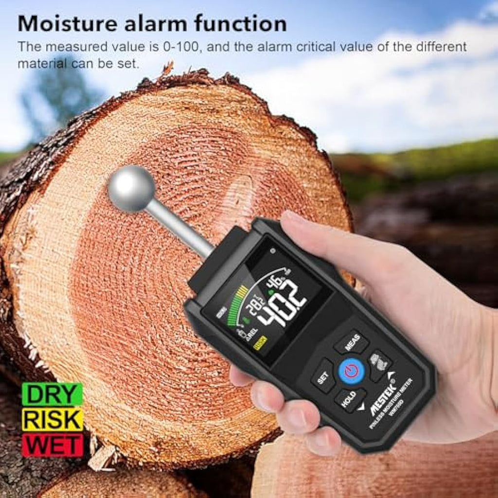 MESTEK 2-in-1 Moisture Meter | Pin & Pinless Damp Detector for Wood and Walls