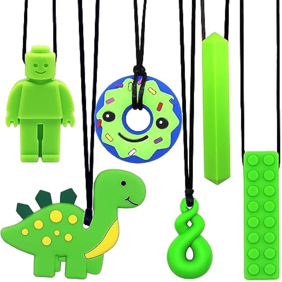 Sensory Chew Necklace - 6PK Food Grade Silicone Teether Toys