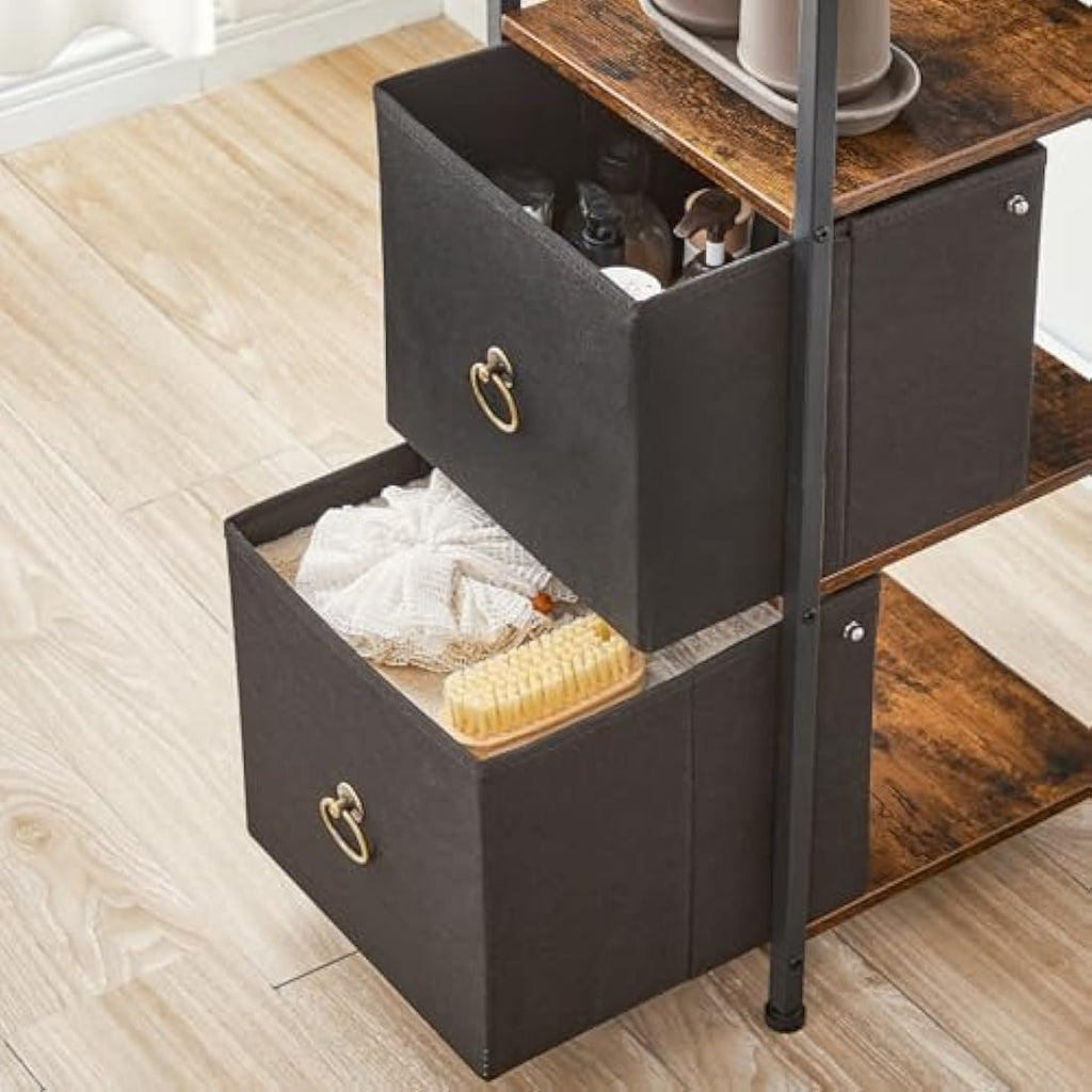 HOOBRO Tall Corner Bathroom Cabinet – Slim Storage Unit with 3 Drawers