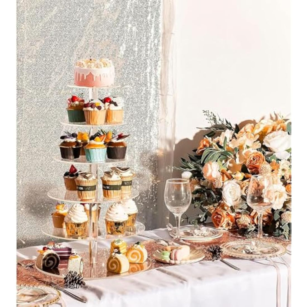 LANLONG 6 Tier Acrylic Cupcake Stand | 51cm Tall Clear Dessert Tower