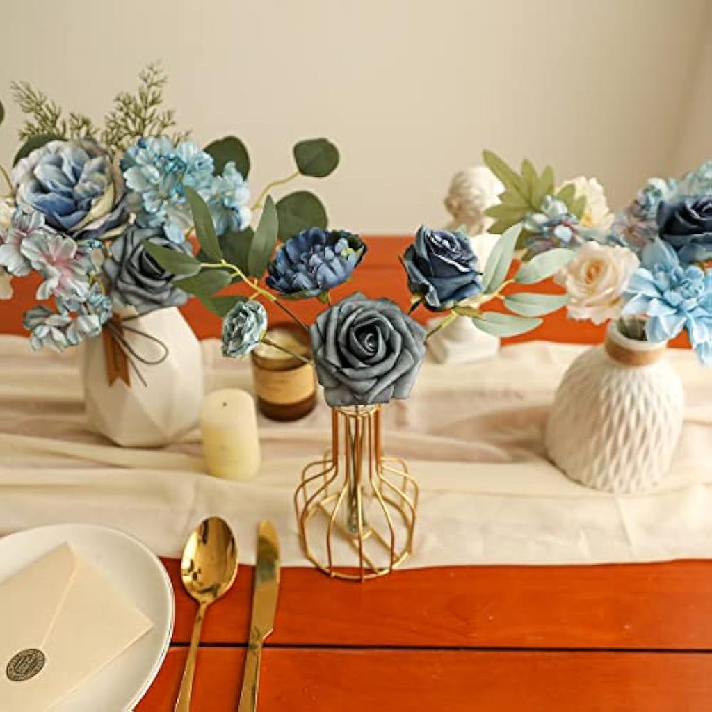 Dusty Blue Silk Artificial Flowers Combo for DIY Wedding