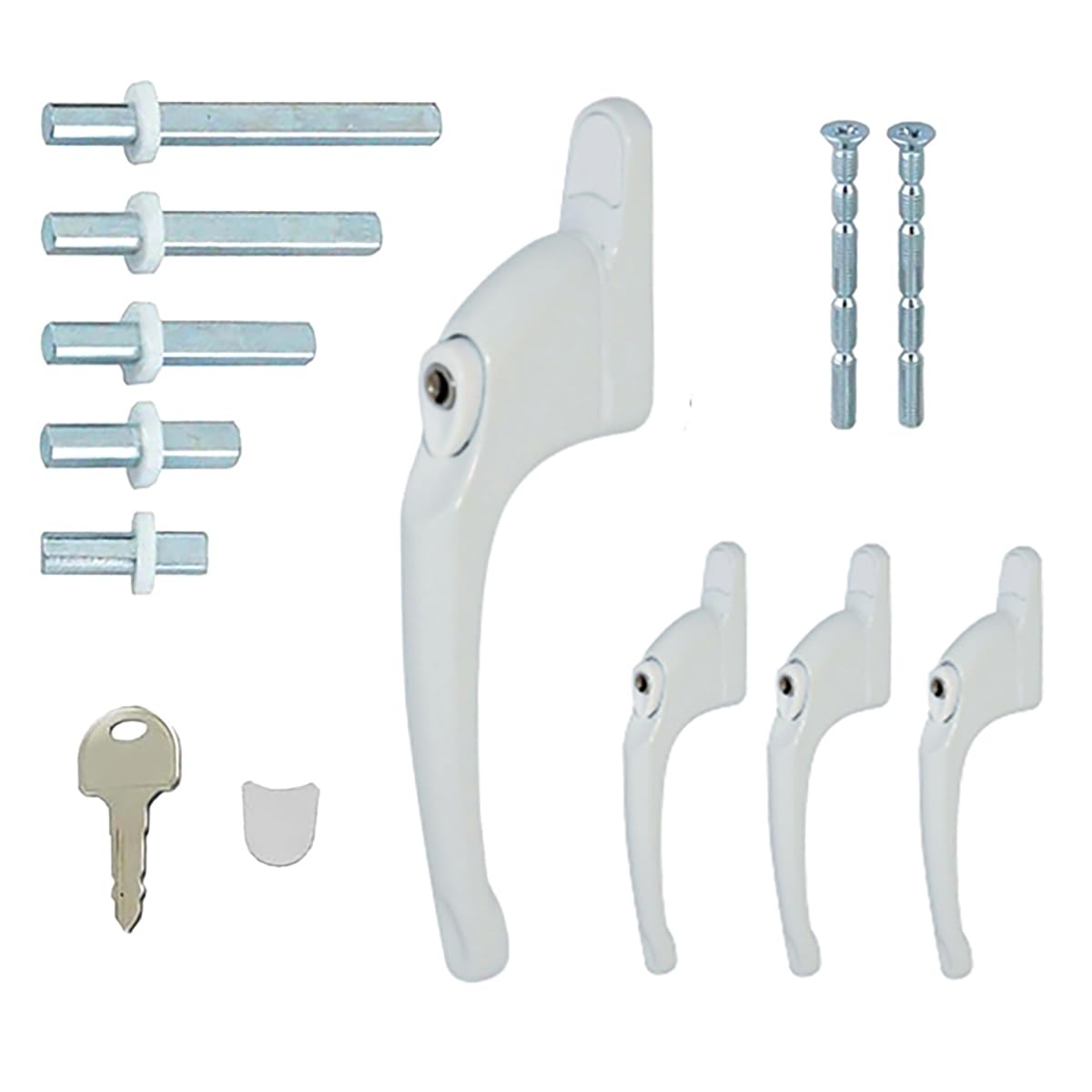 Universal uPVC Window Handle - Lockable White (4 Pack)