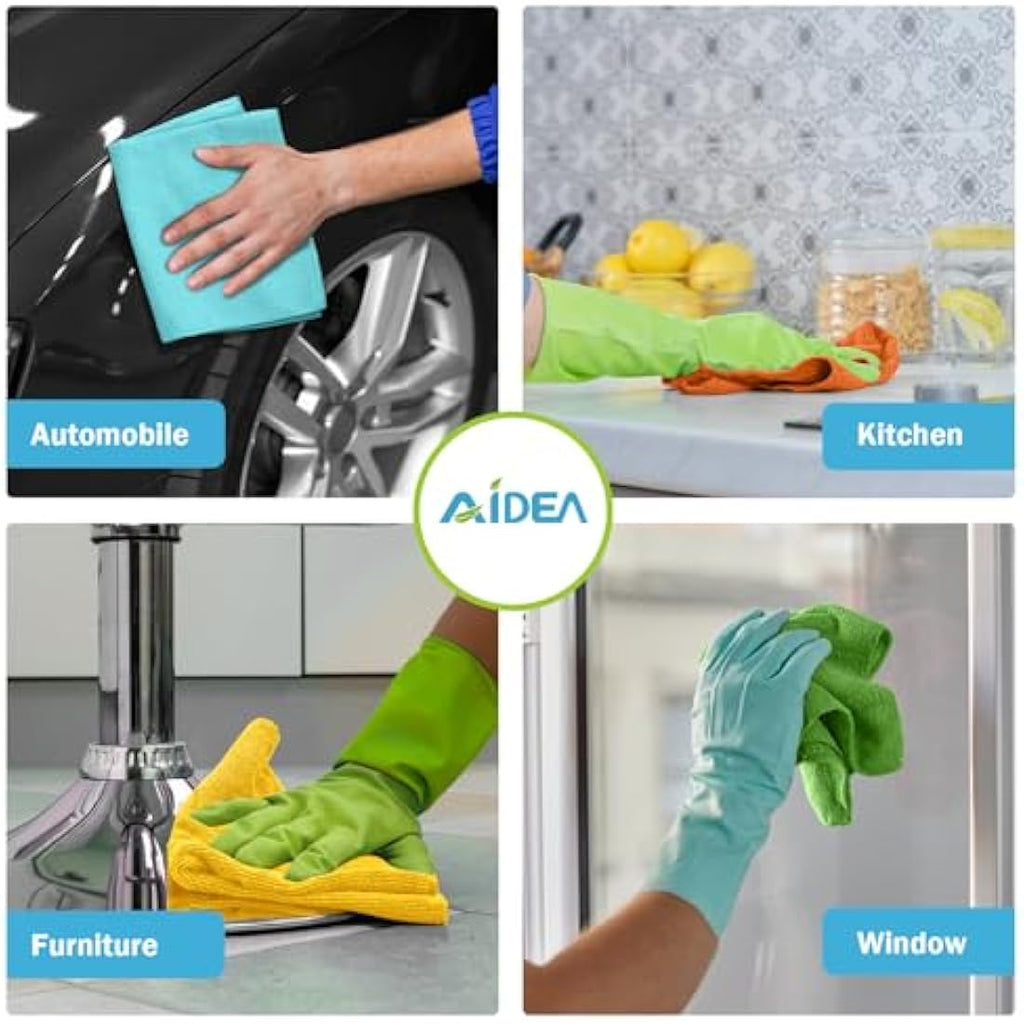 AIDEA Microfibre Cleaning Cloths – 100 Pack Lint-Free Reusable Towels
