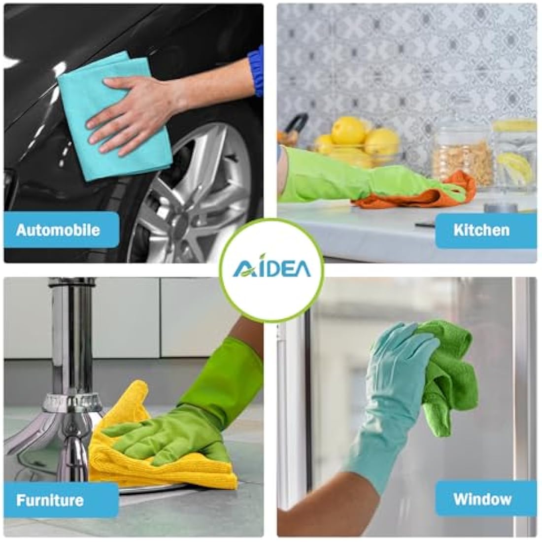 AIDEA Microfibre Cleaning Cloths – 100 Pack Lint-Free Reusable Towels
