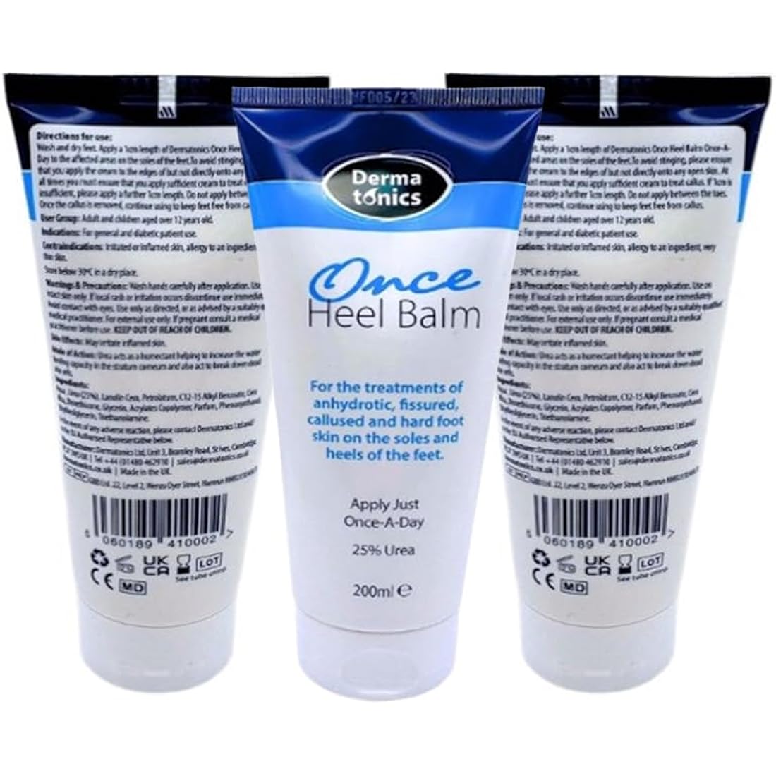 Dermatonics Once Heel Balm – 25% Urea Foot Cream for Dry Skin – 3 x 200ml