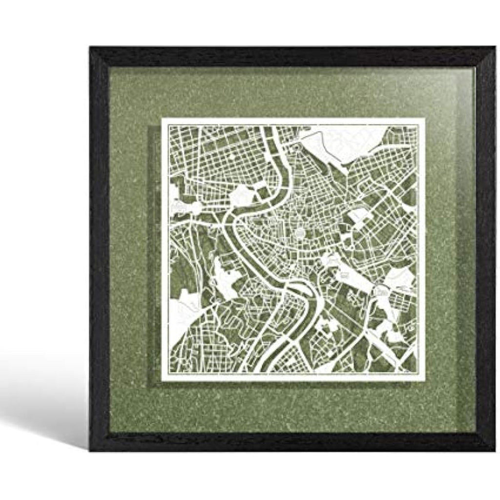 Rome Paper Cut Map Art – Jolof Store Framed 3D Wall Decor, 9x9