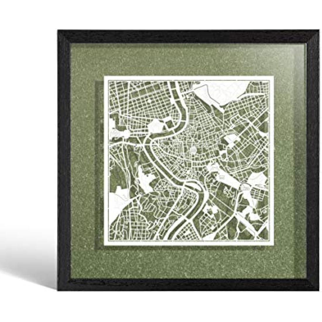 Rome Paper Cut Map Art – Jolof Store Framed 3D Wall Decor, 9x9