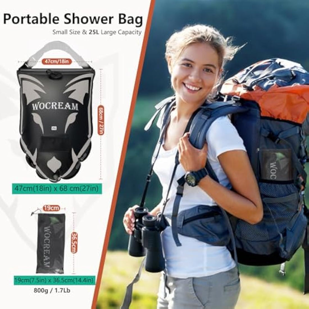 CyConncet Solar Camping Shower Bag | 6.6 Gallon TPU Portable Outdoor Shower