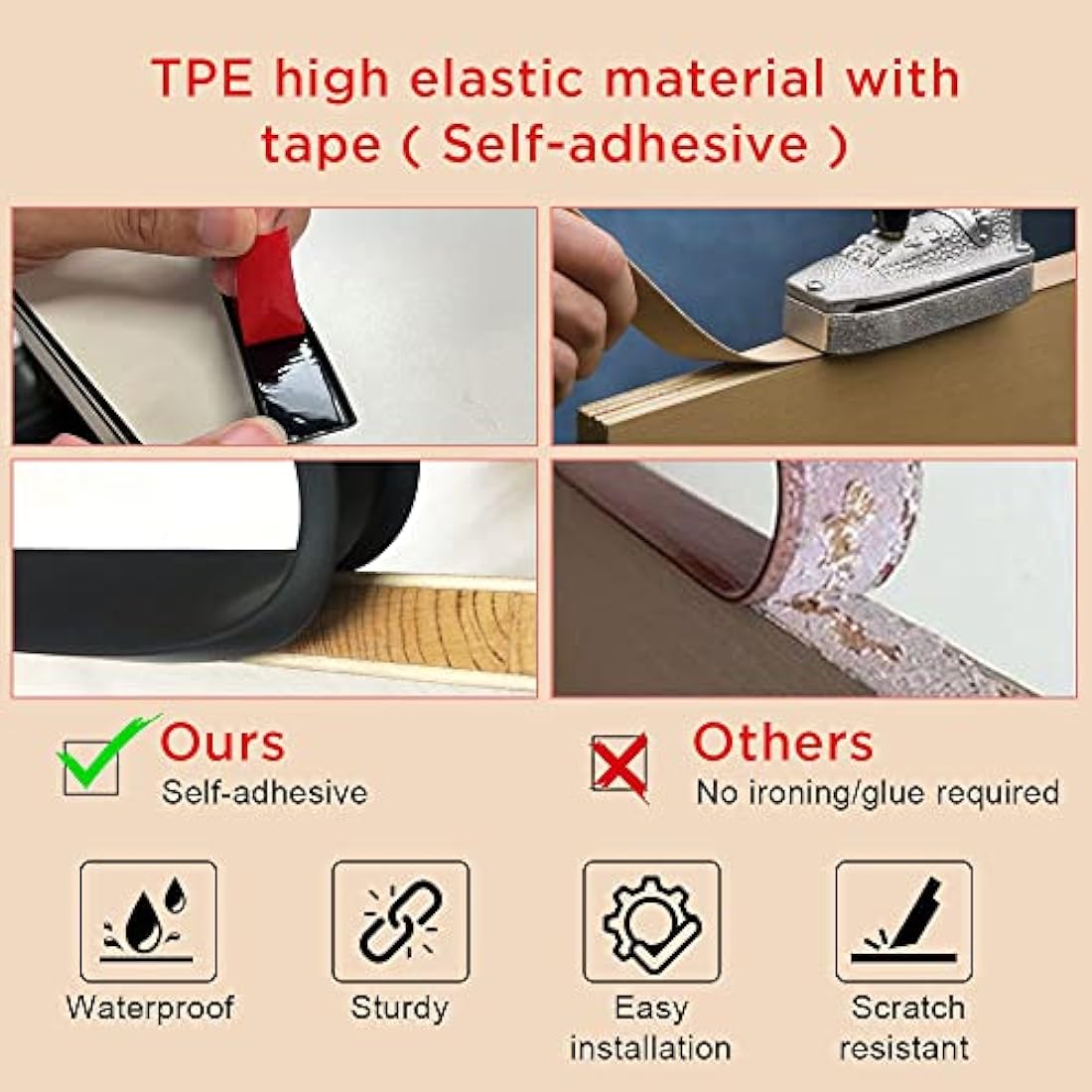 Flintronic 5m x 18mm U-Shape TPE Edge Banding | Self-Adhesive Furniture Trim