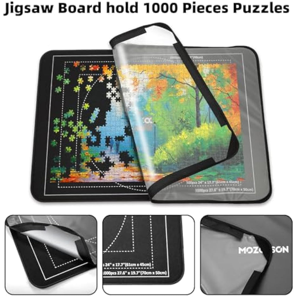 MOZOOSON Jigsaw Puzzle Board for 1000 Pieces | 6 Sorting Trays & Cover