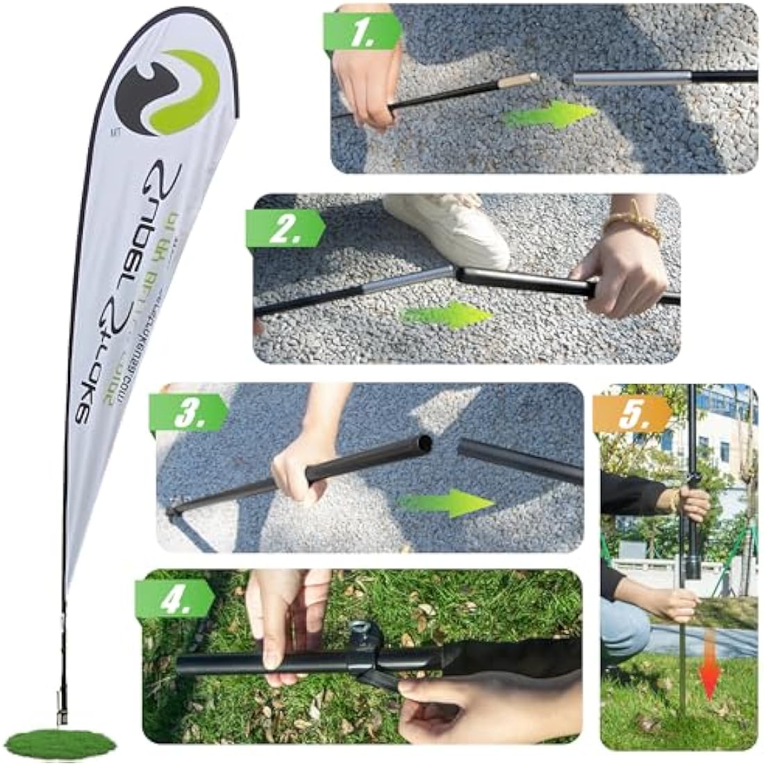 Anley 16.4 Ft Teardrop Feather Flagpole Set - Aluminum Flutter Banner Pole