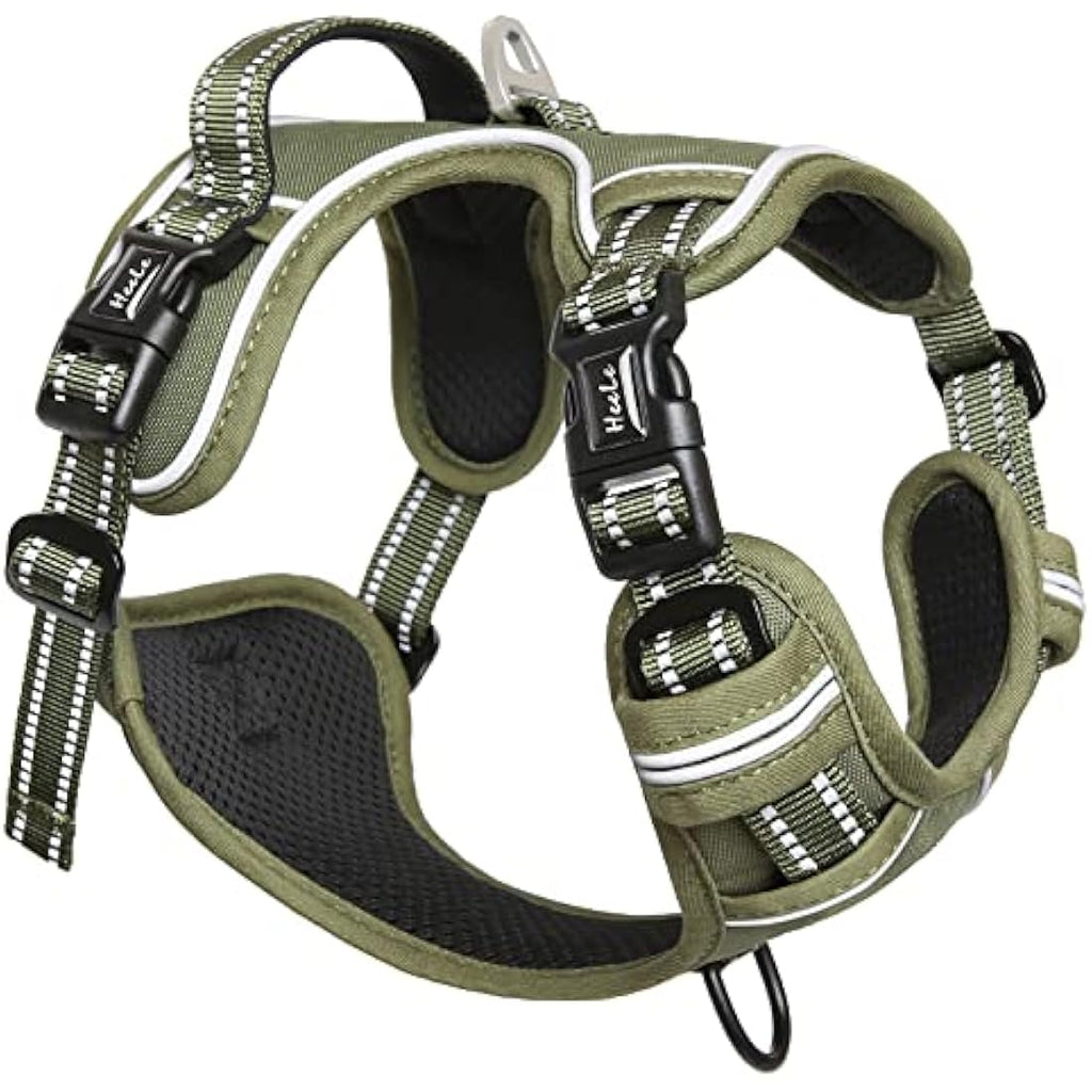 HEELE No Pull Dog Harness | Reflective Padded Adjustable Vest - Green, XS