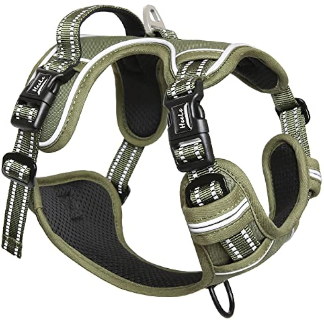 HEELE No Pull Dog Harness | Reflective Padded Adjustable Vest - Green, XS