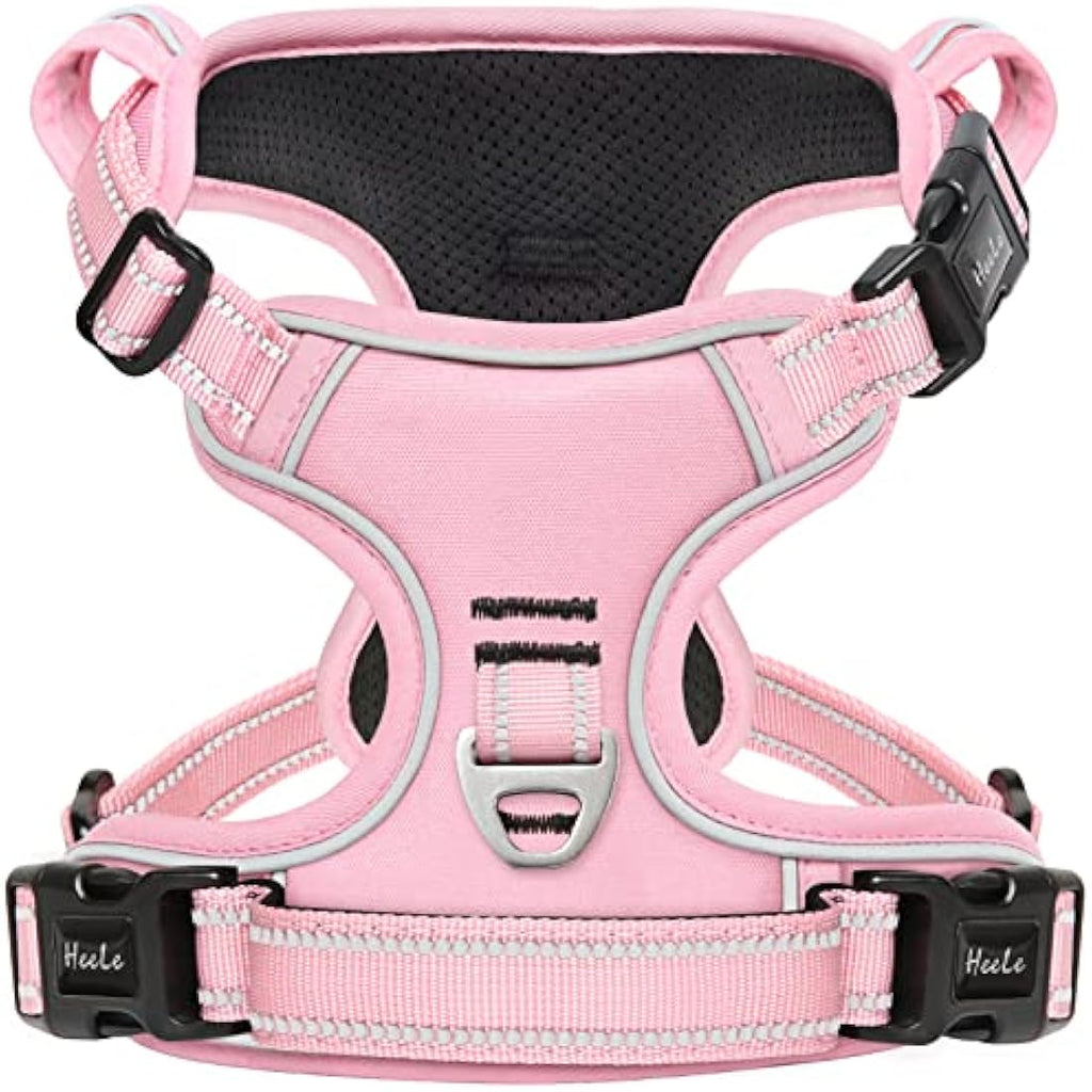 HEELE No Pull Dog Harness | Reflective Padded Pet Vest - Light Pink, XL