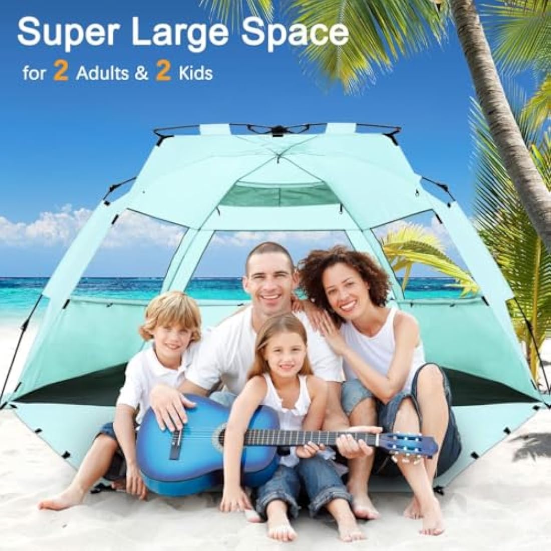 WhiteFang XL Pop Up Beach Tent – 3-4 Person UV Sun Shelter with Floor