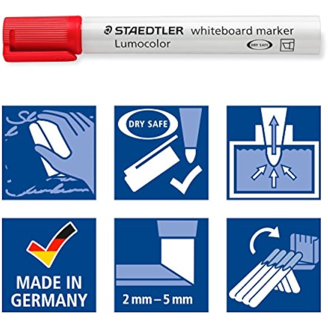 Staedtler Lumocolor Whiteboard Markers – Chisel Tip, Assorted (6 Pack)