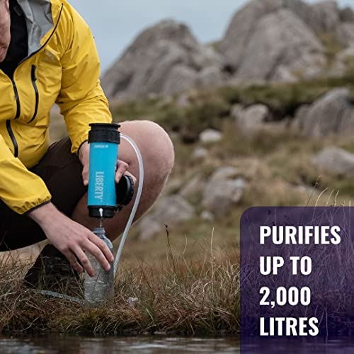 LifeSaver Liberty Water Filter Bottle – 400ml Purifier for Hiking, Blue