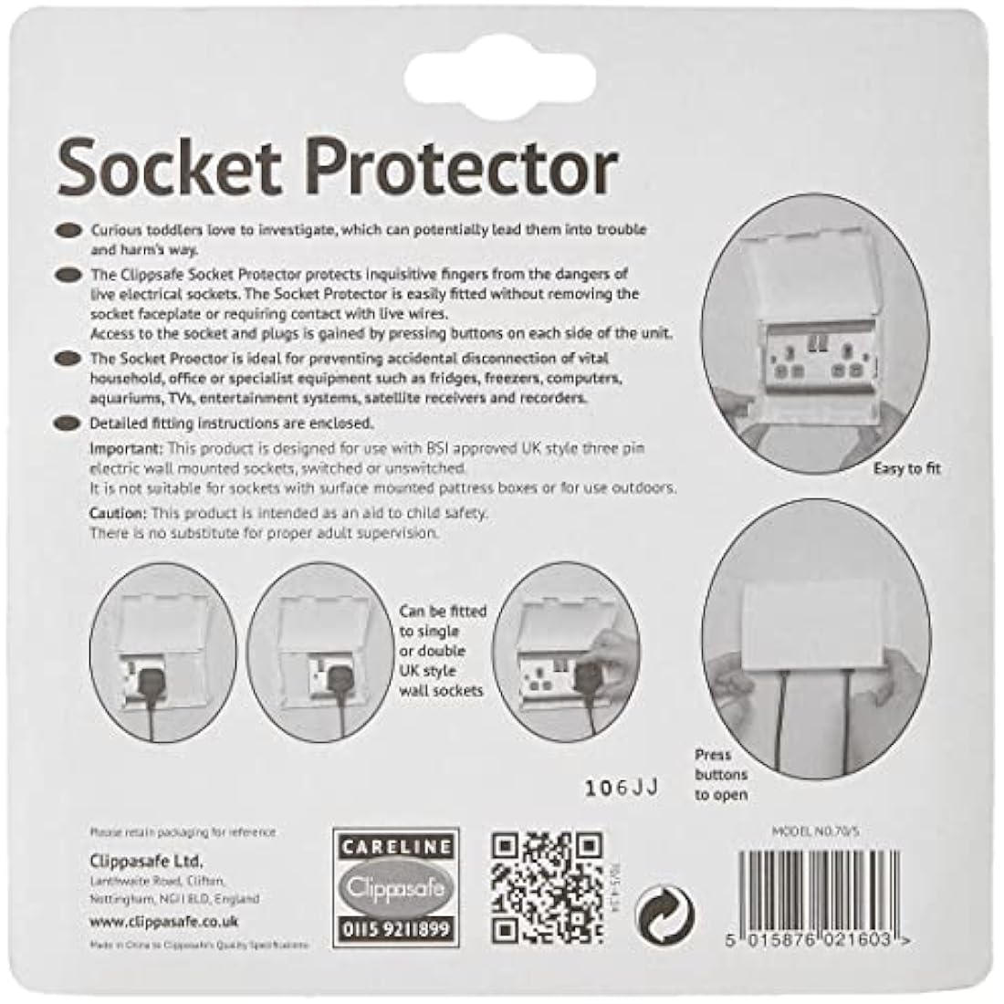 Clippasafe Socket Protector | Child Safety Electrical Cover - 1 Pack