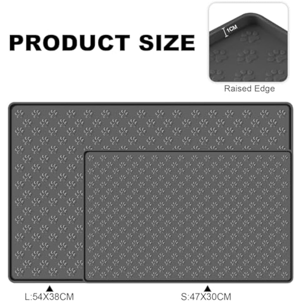 MOACC Silicone Pet Feeding Mat – Waterproof Non-Slip Dog Bowl Mat, Grey