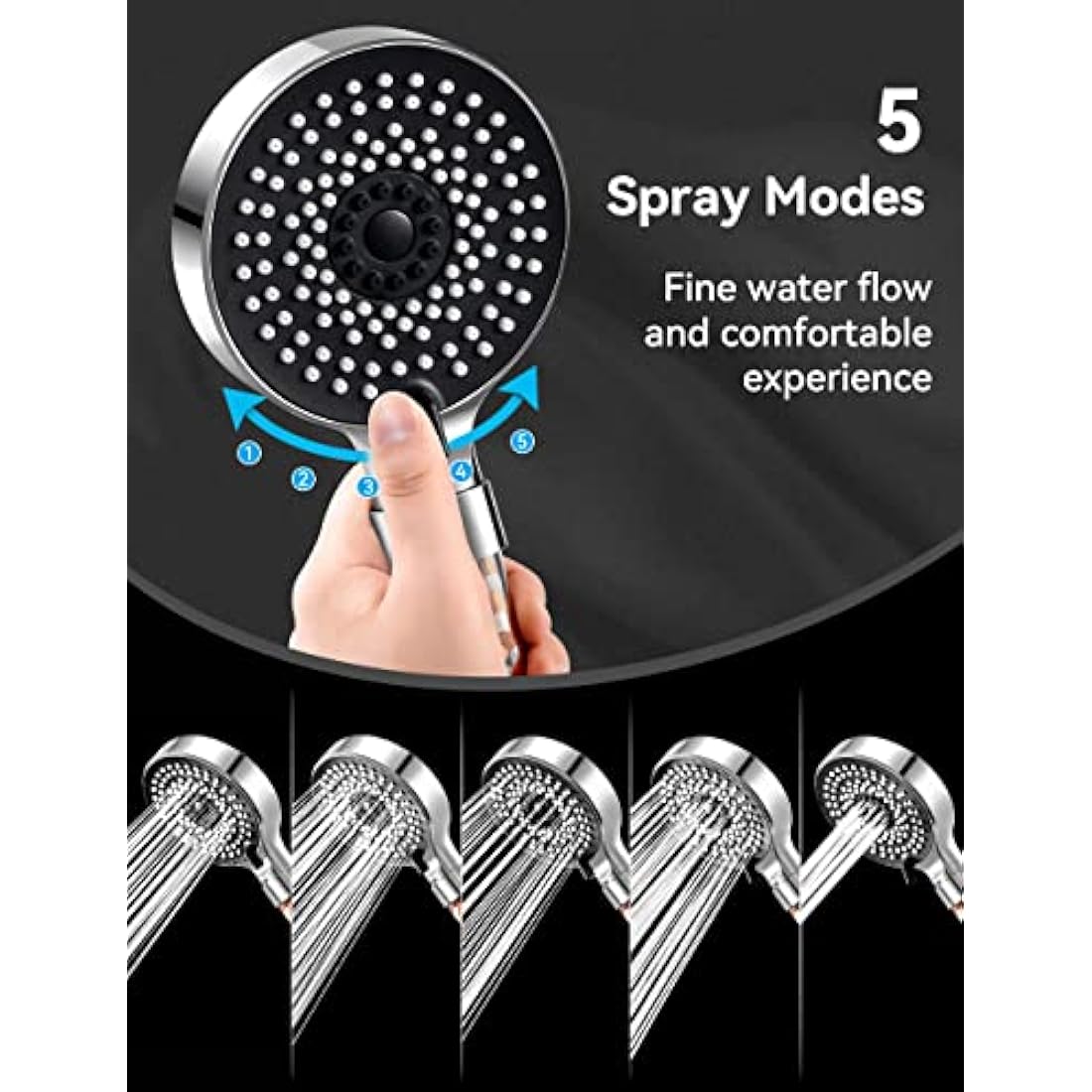 Magichome High Pressure Filter Shower Head | 5 Modes with 2M Hose