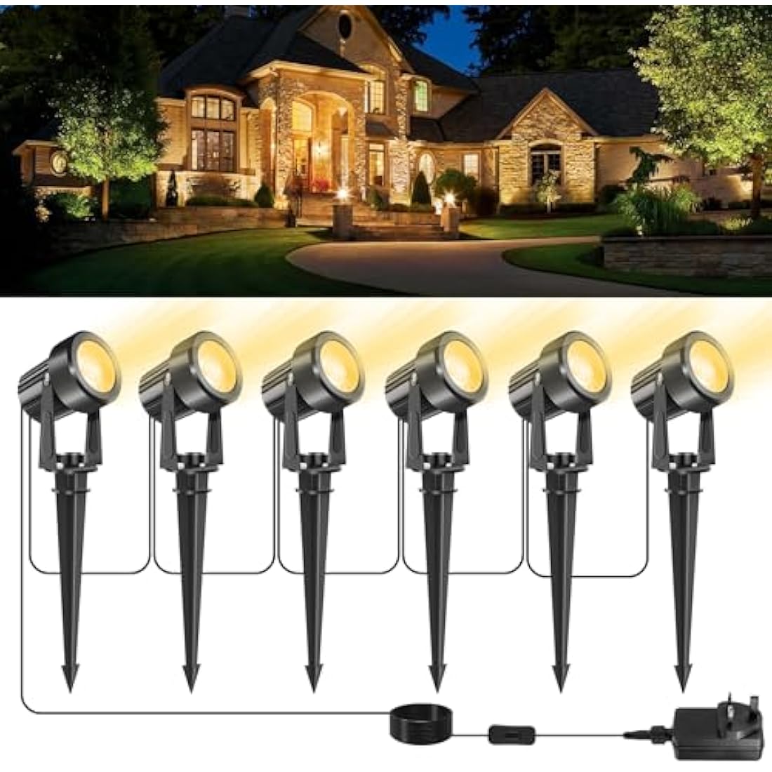 NATPOW 6-in-1 Garden Spot Lights – IP65 Waterproof Warm White LED Landscape