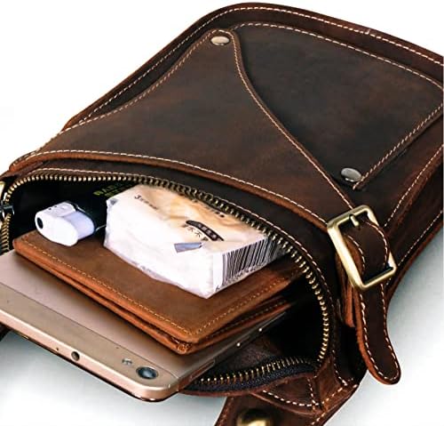 Le'aokuu Mens Genuine Leather Motorcycle Drop Leg Bag | Waist Pack