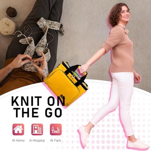Yarn Storage Knitting Bag | Portable Crochet Tote - Yellow