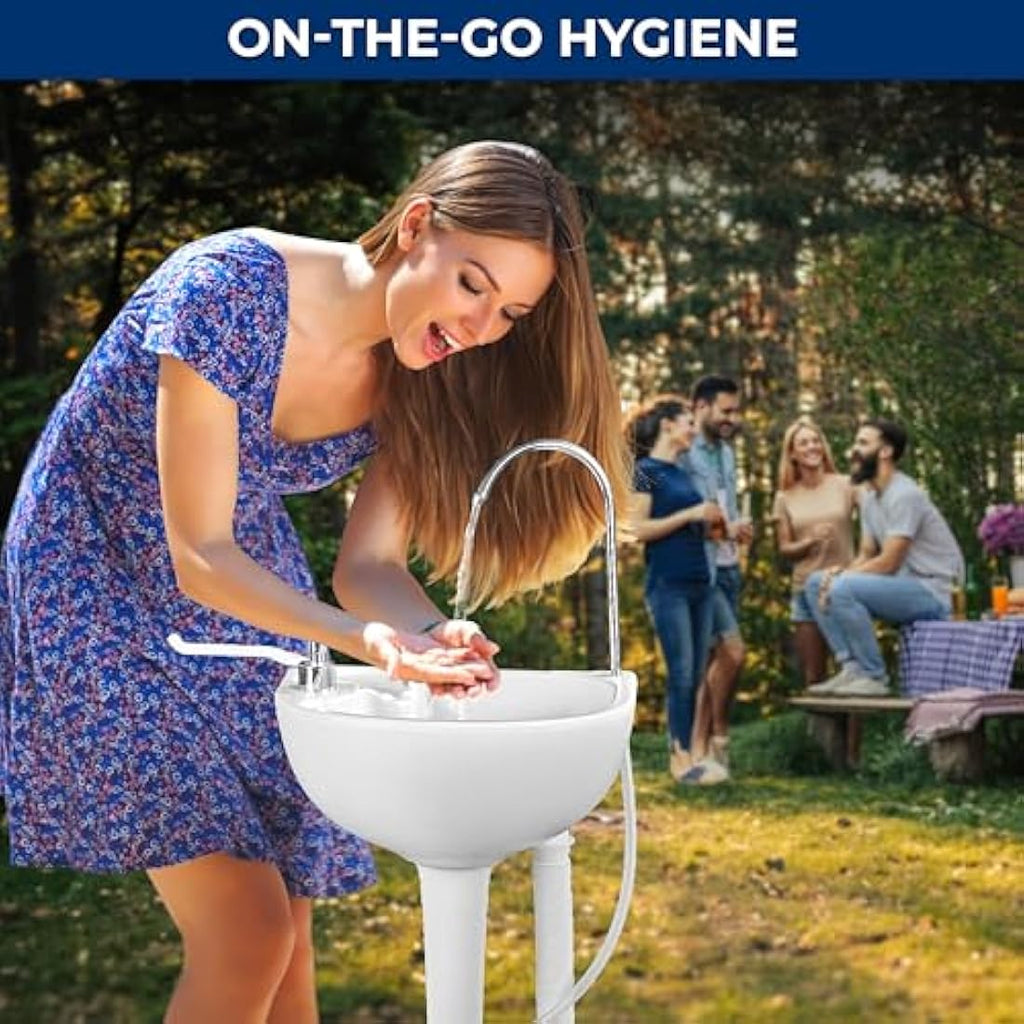 SereneLife Portable Hand Wash Station – Outdoor Camping Sink with Foot Pump